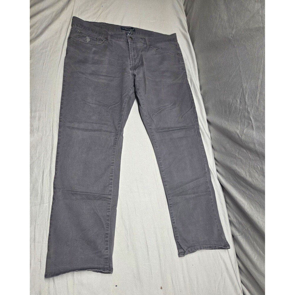 U.S. Polo Assn. Men's Gray Slim Straight Stretch Denim Jeans 5-Pocket Logo 38/30